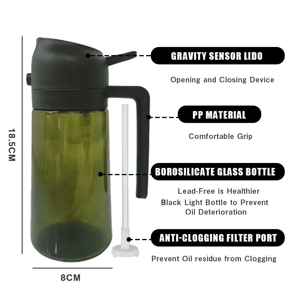 HWHIEUAIK Kitchen Maiden 2 in 1 Oil Dispenser, New Kitchenmaiden 2 In 1 Oil Sprayer for Cooking，Olive Oil Dispenser Bottle Spray And Pour for Air Fryer, Salad, Frying, BBQ