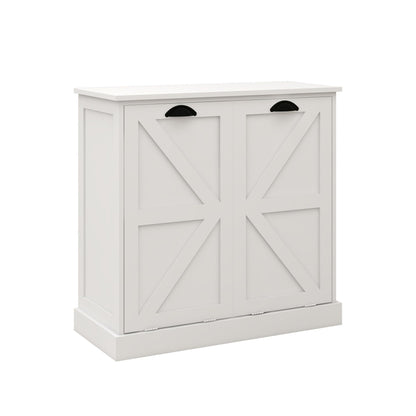 Modern Contemporary Laundry Sorter Cabinet, Two-Compartment Tilt-Out, for Bathroom Living Room Hallway