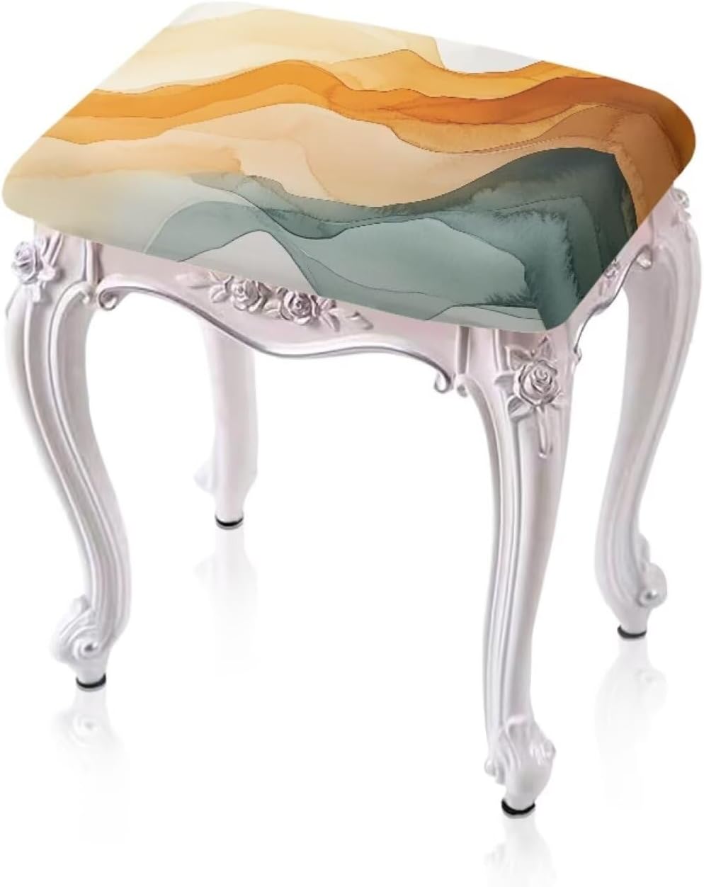 2 Pack Bar Stool Seat Covers - Pastel Amber Colors, Rectangle Stretchy Vanity Chair Slipcover, Washable Soft Stool