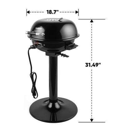 Electric Grill, CUSIMAX Electric Indoor/Outdoor Grill, 1600W Portable BBQ with Lid for Indoor & Outdoor Use, Adjustable Heat, Removable Stand Grill for Cookouts, BBQ Gatherings, Small Spaces