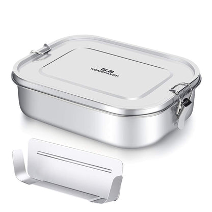 G.a HOMEFAVOR Stainless Steel Bento Lunch Box - Leak-Proof Metal Bento Box, Large Food Container with Lock Clips, Snack Container, Dishwasher Safe, 2 Compartments, 1400 ml/47 oz