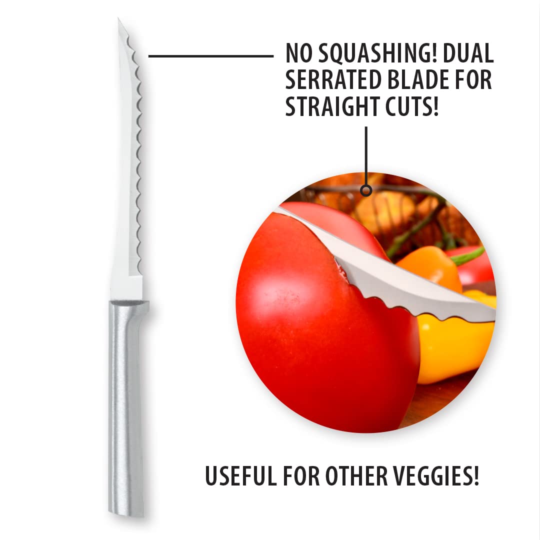 Rada Cutlery Tomato Slicer Knife (R126), 5" Stainless Steel Serrated Blade, Silver Handle