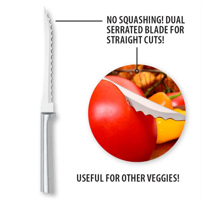 Rada Cutlery Tomato Slicer Knife (R126), 5" Stainless Steel Serrated Blade, Silver Handle