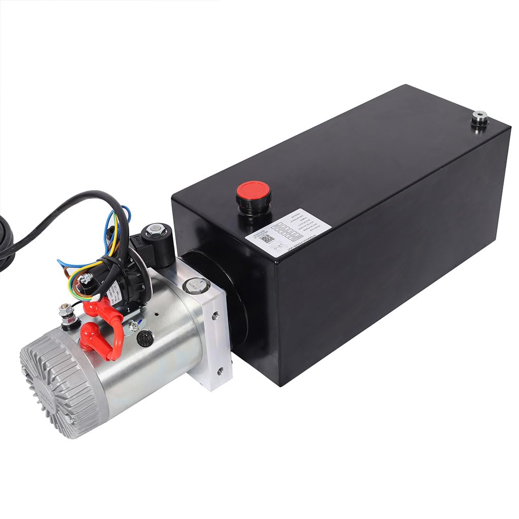 YATON 12V Hydraulic Pump 8 Quart Double Acting Power Unit, 1.6kW DC Hydraulic Pump with Steel Reservoir, 3200 PSI Hydraulic Power Unit for Dump Trailer, Lift Gate & Car Lifting