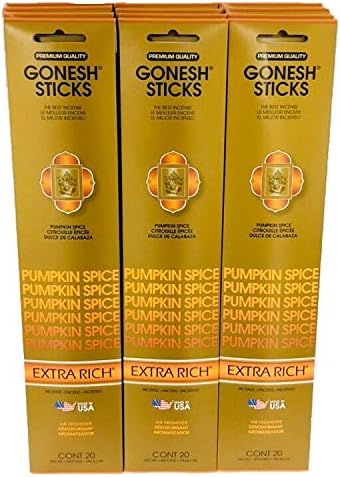 12 Pack (240 Gonesh Incense - Pumpkin Spice Sticks) Incense Sticks Extra Rich Collection