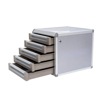 IIPOSAQQ Desktop Drawer Sorter 5 Drawers with Lock Safety Cabinet Storage Cabinet- Sliver(Size:12.6in14.4in11.92in) File Cabinets