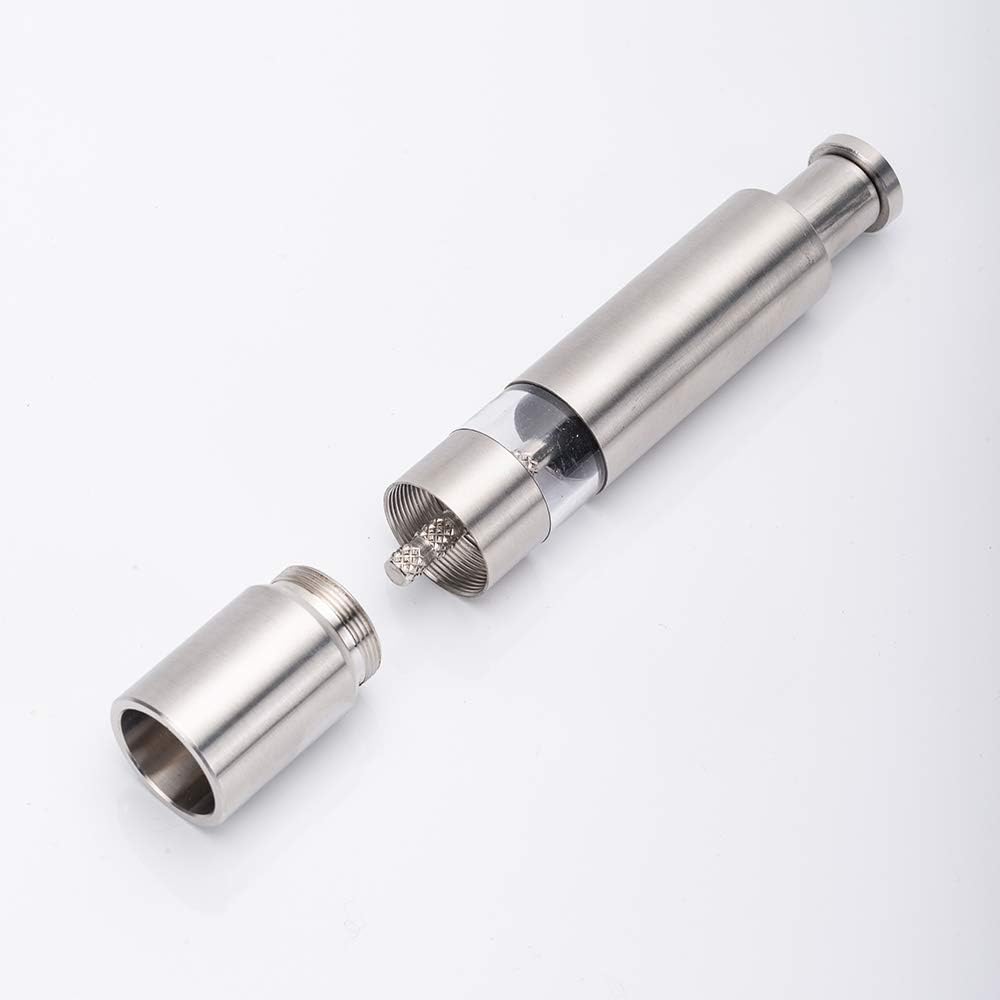 MINI Stainless-Steel One-Handed Thumb Push Button Salt and Pepper Grinder for Black Pepper or Himalayan Salt