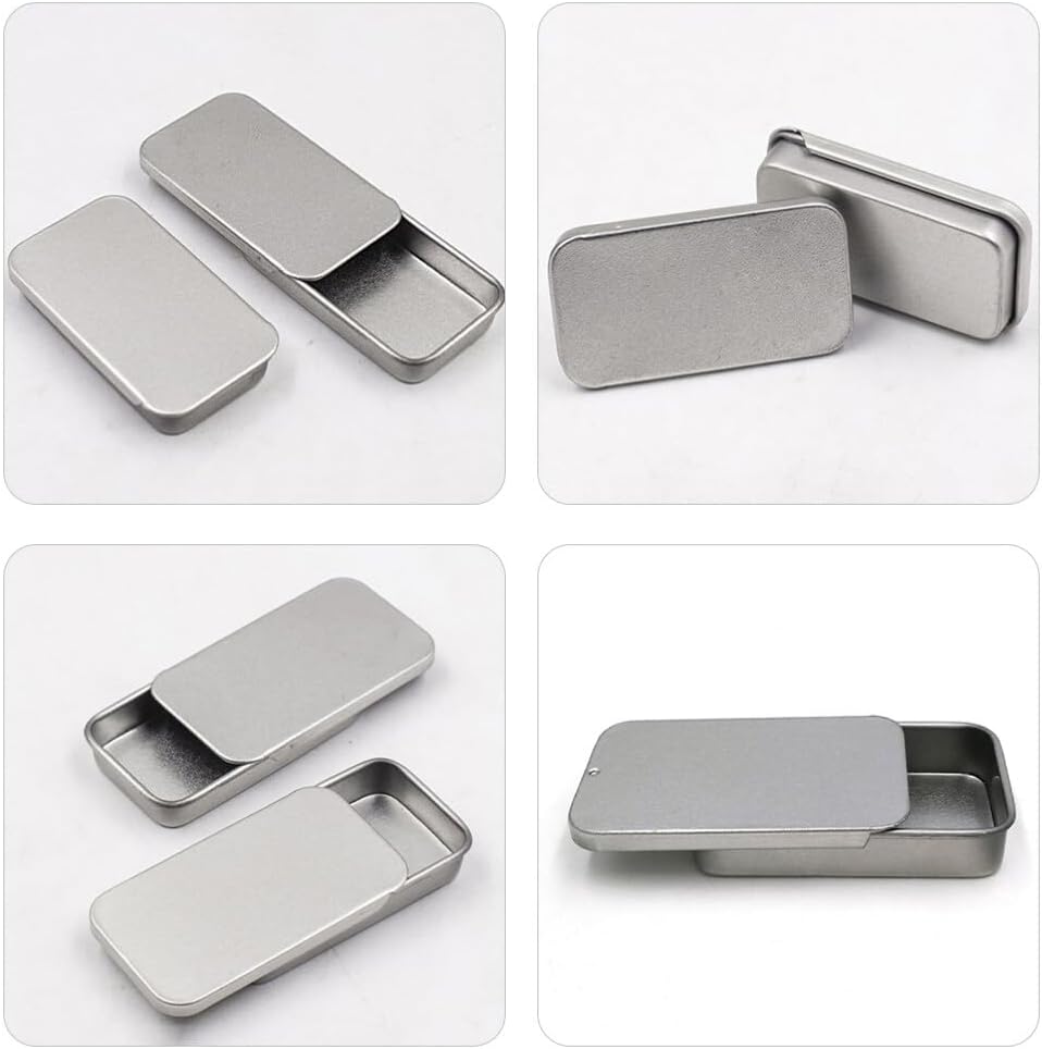 Hemoton 20pcs Rectangular Slide Top Tinplate Box, Sliding Cover Push-Pull Tin Box for Candies Jewelry Crafts Lip Balm
