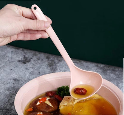 Eco-friendly Wheat Straw Cooking Spoons, Wheat Straw Soup Spoon for Cooking Utensils (Pink)