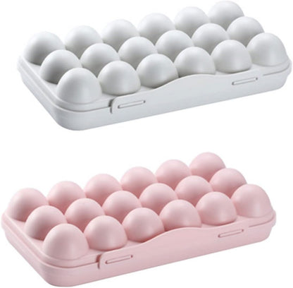 SOLUSTRE 2PCS Egg Container - 18 Egg Holder Storage Tray with Lid for Fridge Kitchen Home