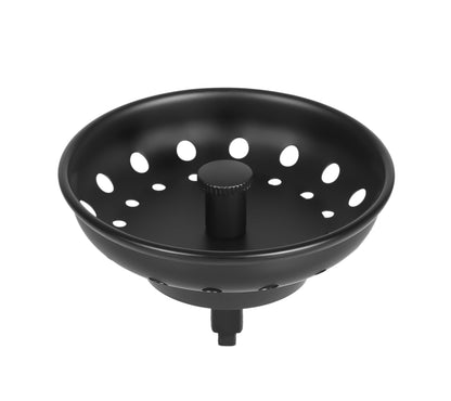 LXLOTUS 3-1/2 Inch Matte Black Kitchen Sink Drain Kit - Complete Black Kitchen Drain Assembly - Black Stainless Steel Strainer Basket Included - Fits 3.5" Standard Kitchen Sink