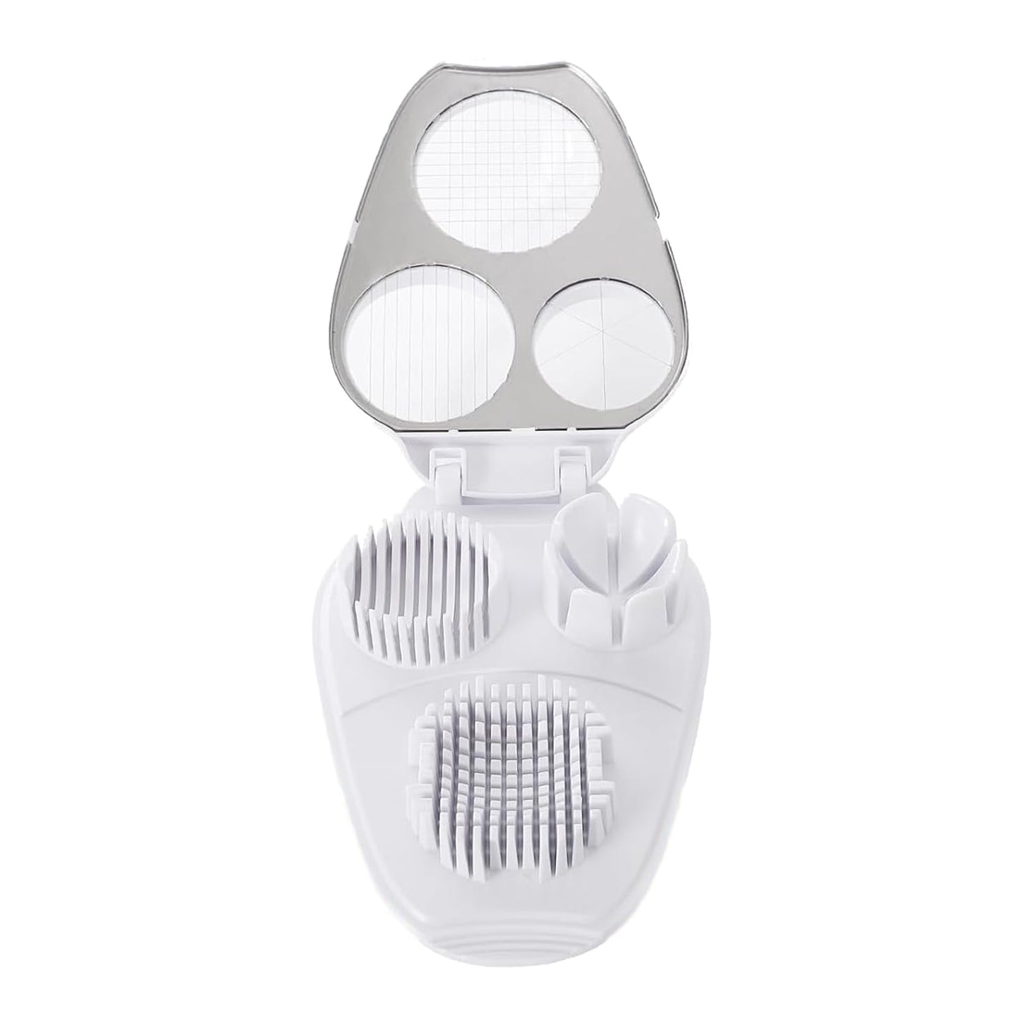3 In 1 Egg Slicer for Hard Boiled Eggs,3 Slice Modes Egg Cutter,Stainless Steel Dicer for Strawberry Mushroom Grape Cherry, Multifunctional Food Cutter Slicer for Home Kitchen Chopper Gadgets (White)