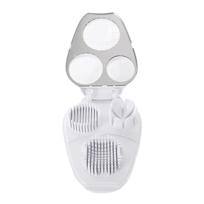 3 In 1 Egg Slicer for Hard Boiled Eggs,3 Slice Modes Egg Cutter,Stainless Steel Dicer for Strawberry Mushroom Grape Cherry, Multifunctional Food Cutter Slicer for Home Kitchen Chopper Gadgets (White)