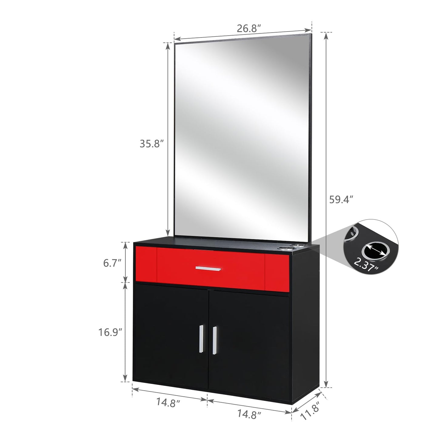 JHshop Barber Salon Station Organizer Cabinet Makeup Hair Styling Beauty Spa Equipment Set, Wall Mount Salon Station Barber Stations Styling Station with Mirror Barber Beauty Spa Salon Equipment