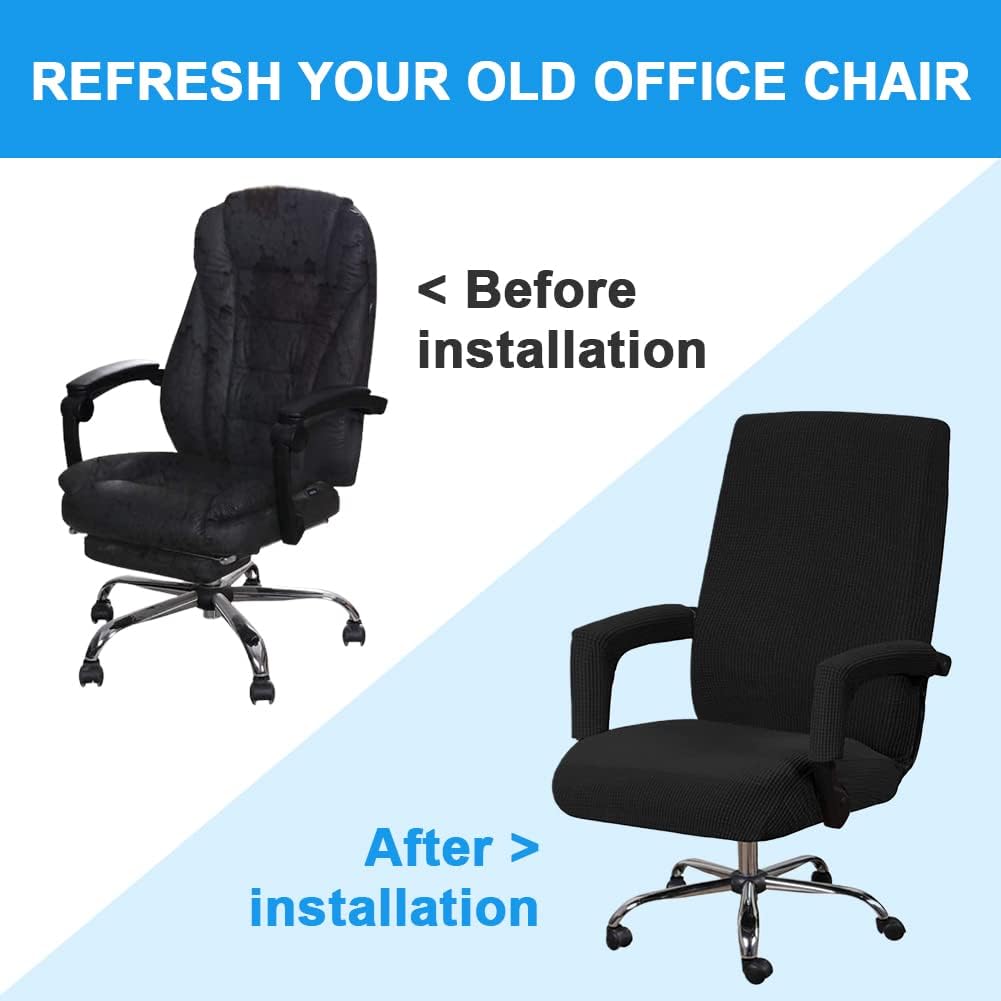 Stretch Office Chair Seat Covers with Armrest Sleeve, Jacquard Pattern High Back Slipcovers for Universal Chair