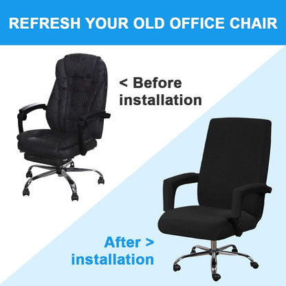 Stretch Office Chair Seat Covers with Armrest Sleeve, Jacquard Pattern High Back Slipcovers for Universal Chair