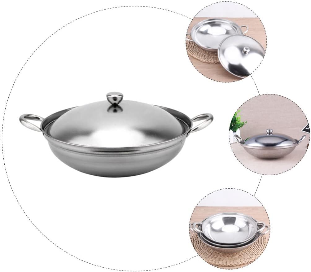 UPKOCH Stainless Steel Hot Pot Pan, 22cm Metal Shabu Shabu Hot Pot with Lid and Handle