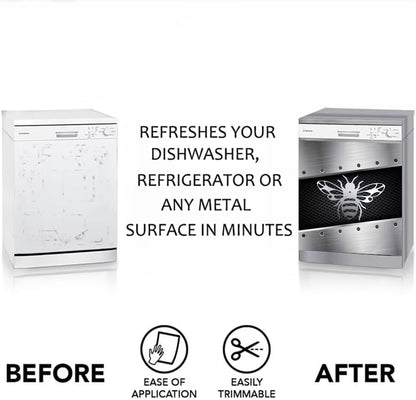Silver Butterfly Dishwasher Magnet Cover, 23" x 26" Kitchen Decor, Stainless Steel Effect Vinyl Decal for Home Appliance