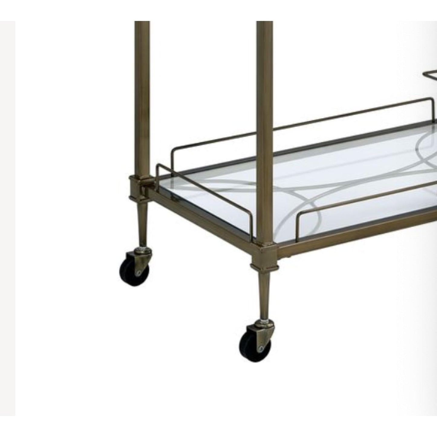 Geelife Aditya Mirrored & Antique Brass Finish Serving Cart