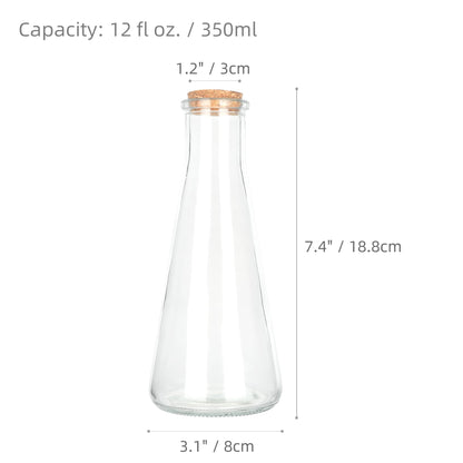 Magic Season Decorative Glass Bottles with Cork Stoppers (350 ml Tapered Bottles / 2 Pcs)