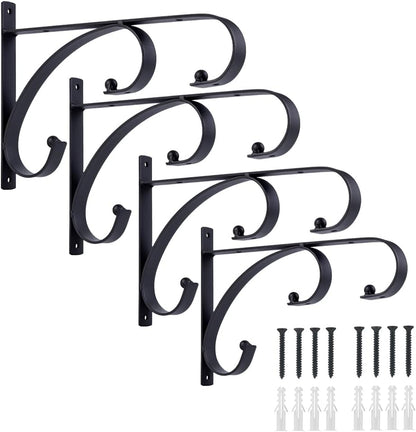 Skiennix 10-Inch Plant Hangers - Decorative Iron Hooks for Indoor/Outdoor Plants | 4-Pack