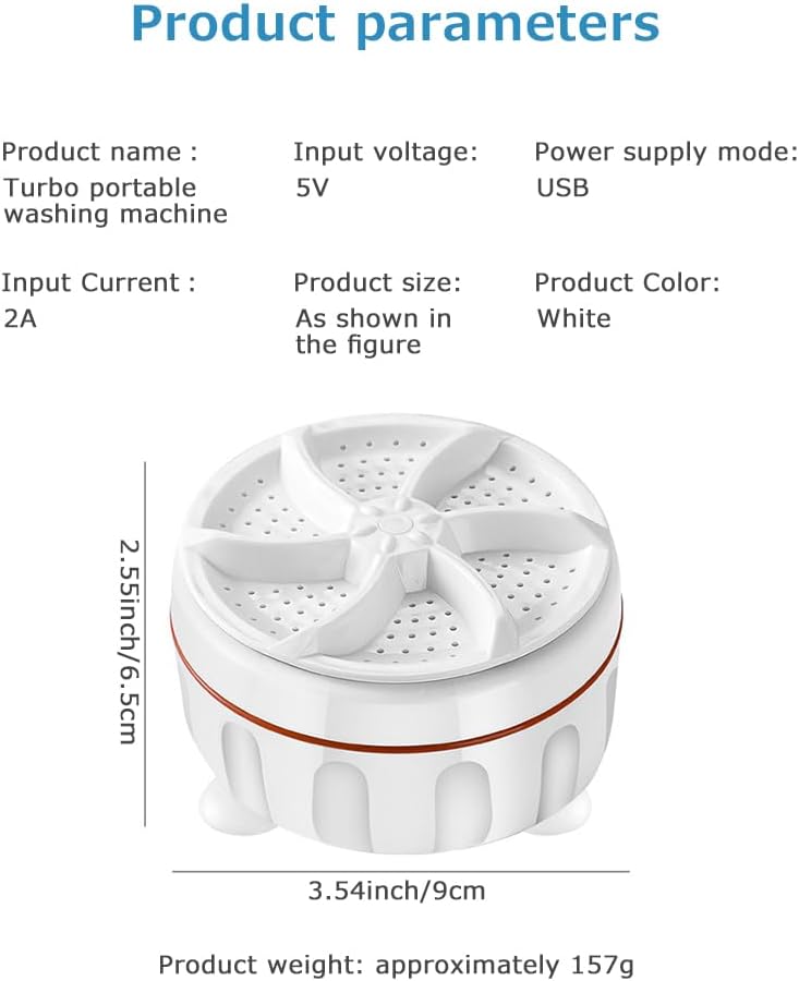 Portable USB Powered Mini Turbo Washer, Cleaning Washing Machine for Socks and Baby Clothes