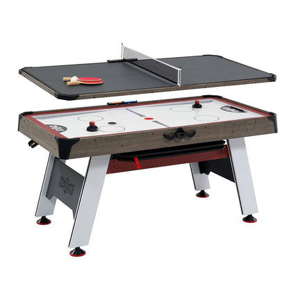 Hall of Games 5.5' Arcade Air Powered Hockey Table and Tennis Top 2-in-1 with Pusher, Puck, Net, and Paddle Set