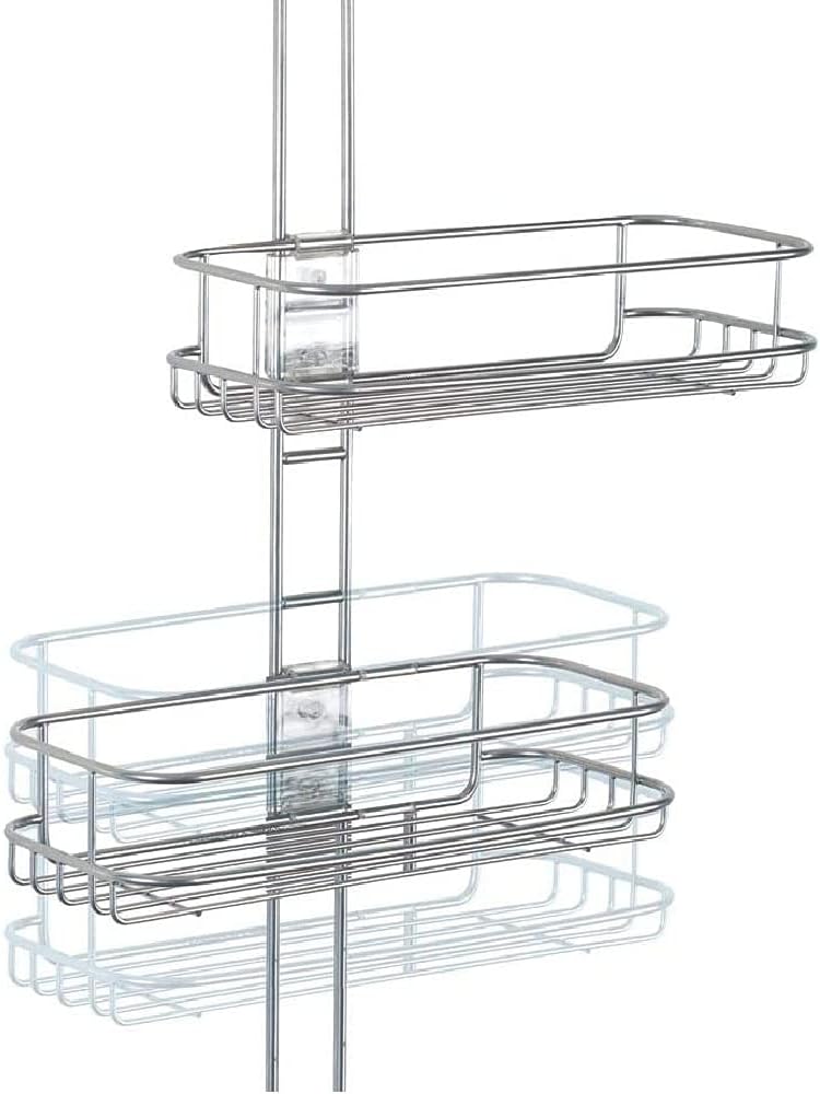 InterDesign Linea Adjustable Shower Caddy - Bathroom Storage Shelves for Shampoo, Soap, Silver
