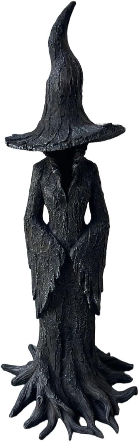 LuLuya Cracker Barrel Witch Statue 7.9'' – 2025 New Halloween Enchanting Witch Statue, Gothic Halloween Resin Figurine, Retro Magician Mysterious Decor, Dark Fantasy Desktop Ornament