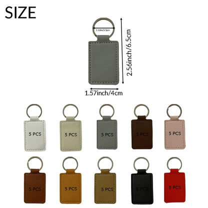 TQFXGLL 50 Pcs Blanks Leather Keychain, Laser Engraving Keychain for DIY Craft Gifts 10 Colors
