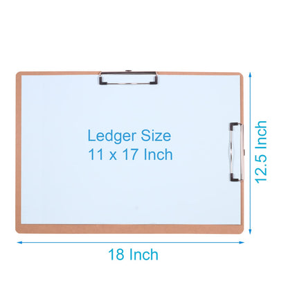 Acocony 11x17 Clipboard Double Clip Hardboard Extra Large Clipboard Low Profile Clip 11 x 17 Clipping Board MDF Materials Pack of 1