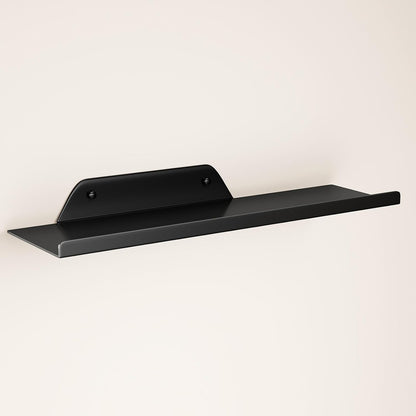 Skiennix Floating Wall Shelf - Modern Off-Center Metal Design for Decor | 12" Black Storage Solution