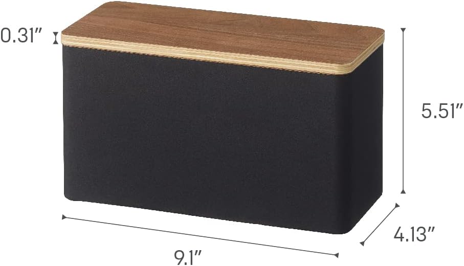 YAMAZAKI Countertop Organizer, Steel + Wood Storage Case, One Size, Black