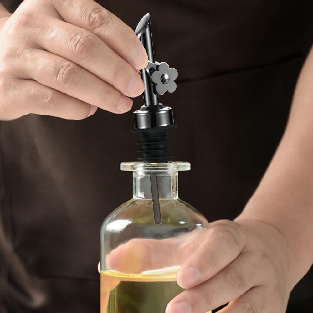 2 Pack Stainless Steel Oil Pour Spouts, Premium Replacement Bottle Pourers for Liquids, Gunmetal