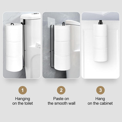 Skiennix Toilet Paper Holder - Wall-Mounted Storage for 3 Rolls - Stainless Steel, Black Finish