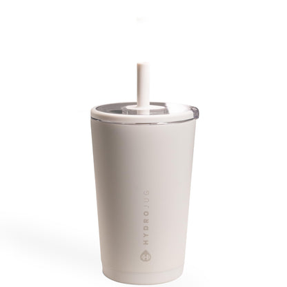 HydroJug Everyday Tumbler 14 oz – Ceramic-Lined Insulated Tumbler with Straw and Soft-Touch Lid, Cup Holder Friendly, Double-Wall Vacuum Insulation, Reusable Travel Cup – Linen