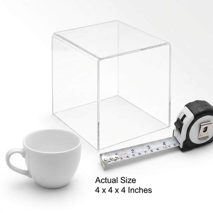 QWORK Clear Acrylic 4"x4"x4" Display Risers – 8 Pack Lightweight Stands for Cupcakes, Jewelry & Crafts