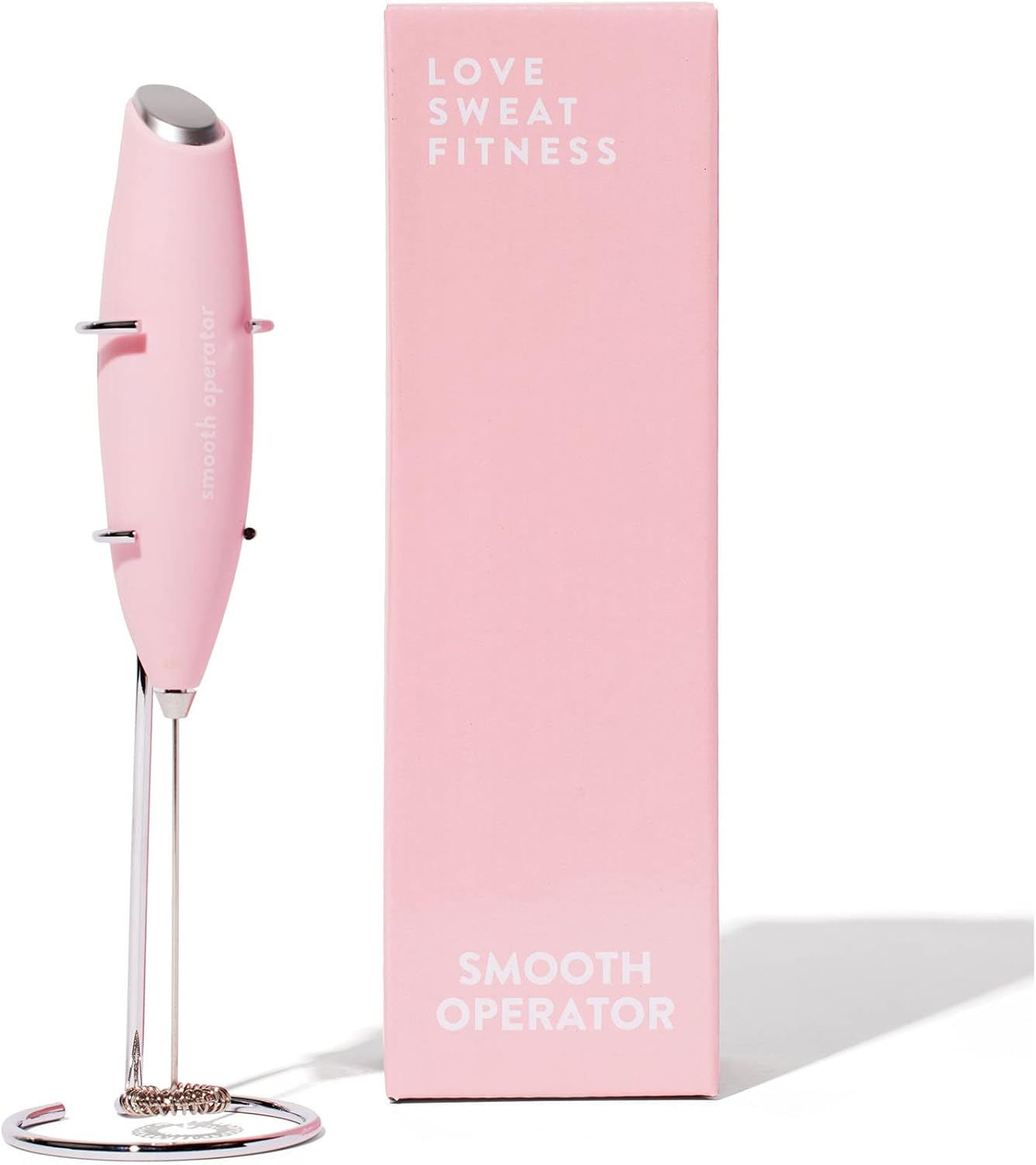 Smooth Operator Pink Handheld Electric Whisk, Milk Frother, Foam Maker for Protein, Coffee & More with Stainless Steel