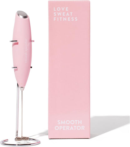 Smooth Operator Pink Handheld Electric Whisk, Milk Frother, Foam Maker for Protein, Coffee & More with Stainless Steel