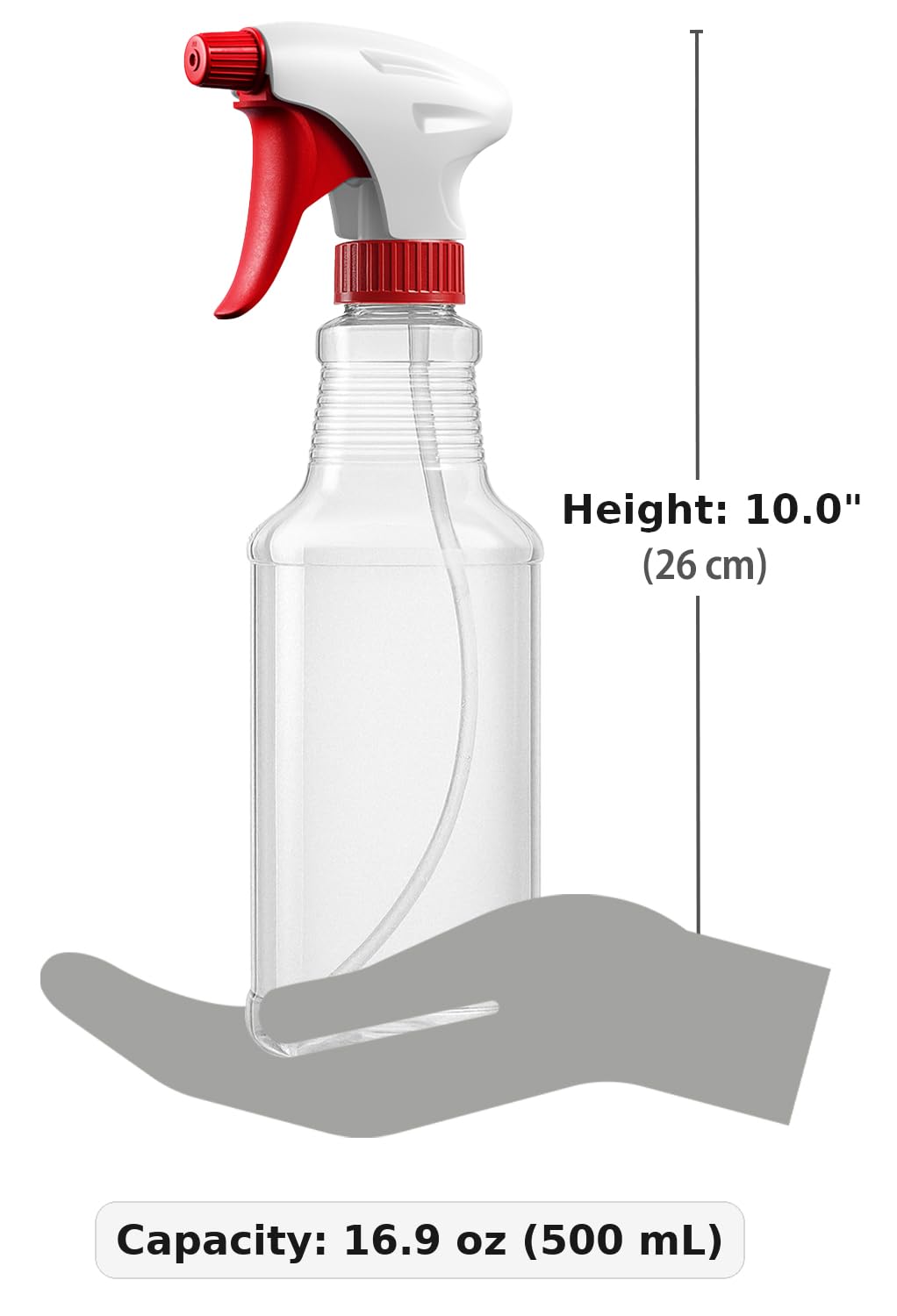 Bar5F Empty Plastic Spray Bottles 16-Ounce BPA-Free Food Grade Crystal Clear Fully Adjustable Sprayer (not for oil), 2-Pack (S-Series)