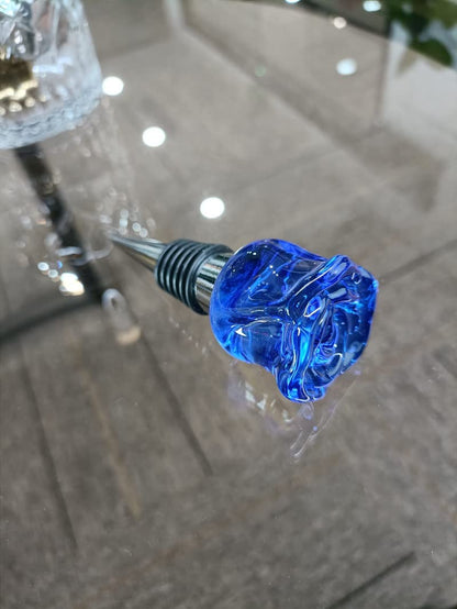 RYUHYF Crystal Wine Bottle Stopper, Gift Boxed, Reusable Stainless Steel (Blue Rose)