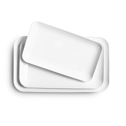 DELLING Large Serving Platter Set of 3, 16/14/12 Inch Porcelain Serving Trays for Party - White Ceramic Rectangular Platters for Entertaining, Appetizer Fruit Tray for Mother's Day Shower Dinner
