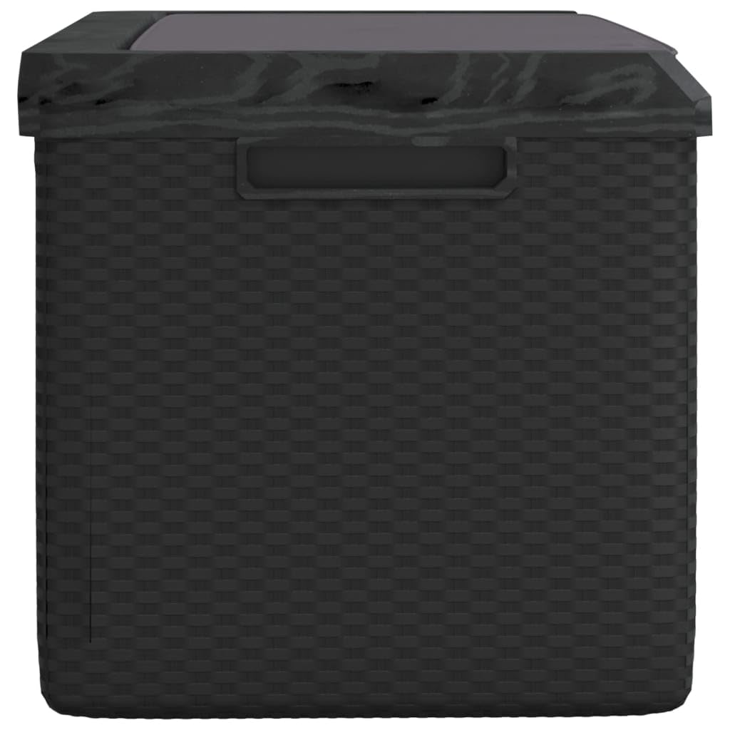 RCODSSK Rattan Look PP Storage Box with Seat Cushion, 92.5 gal Anthracite Patio Storage Chest for Cushions, Pillows, Blankets, and Toys, Gas-Lift Design, Lockable Outdoor for Garden