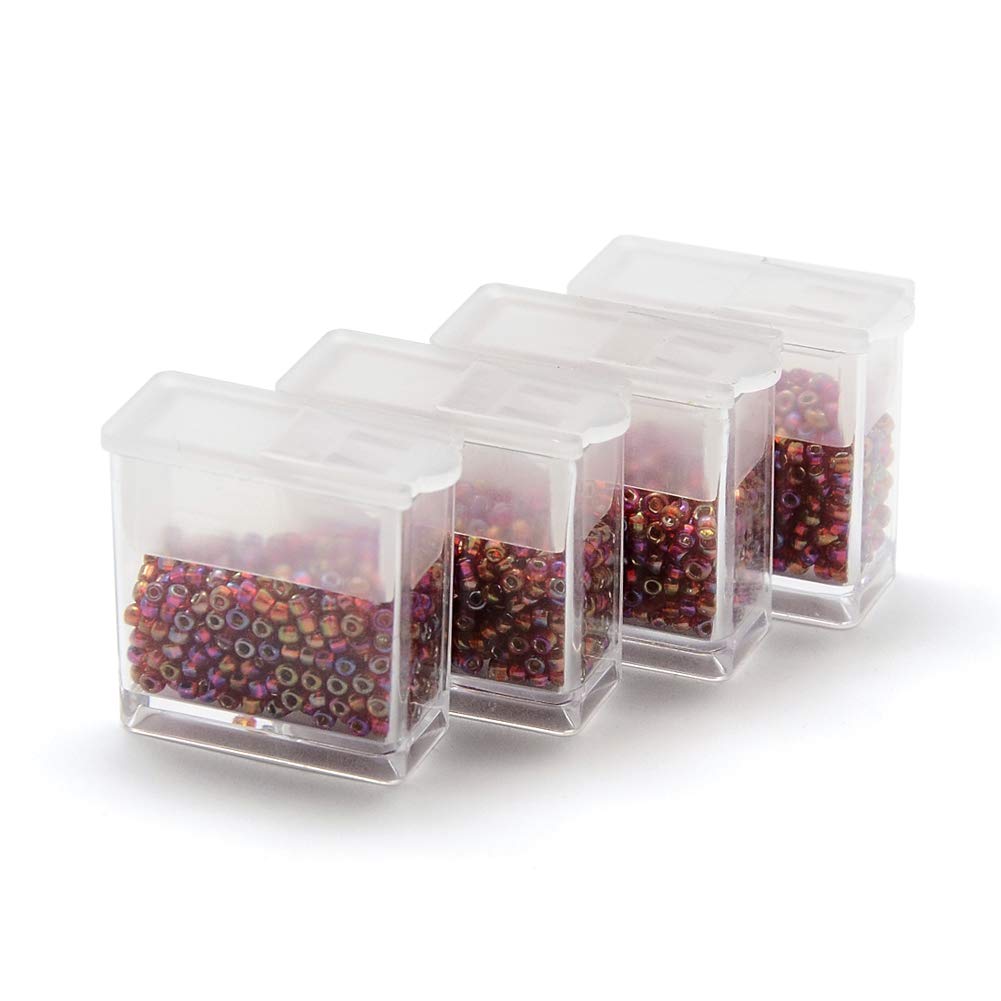 FASHEWELRY 20Pcs 1x1” Plastic Flip Top Seed Bead Small Storage Containers Diamond Painting Box Rectangle Transparent Box Organizers for 5D Embroidery Diamond drill, Nail art & Glitter