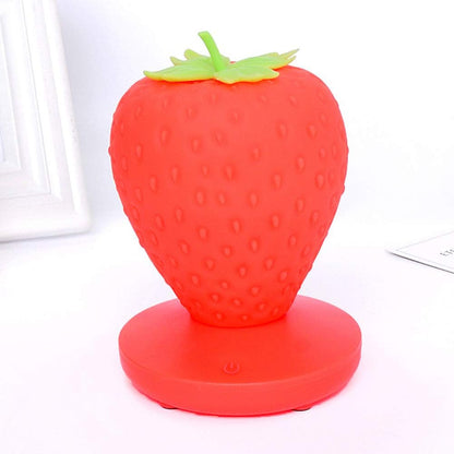 Cute Silicone Strawberry Night Light, LED Color Changing Lamp, 3 Modes Touch, Bedside for Birthday, Christmas