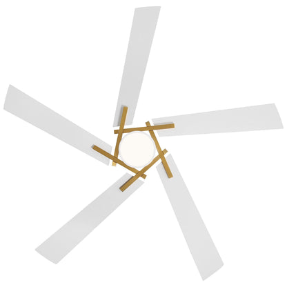 WINGBO 64 Inch Ceiling Fan with Light and Remote, 5 Plywood Blades, 6-Speed Reversible DC Motor, Dimmable, 3CCT, Modern Ceiling Fan for Bedroom Living Room Kitchen, Gold and White