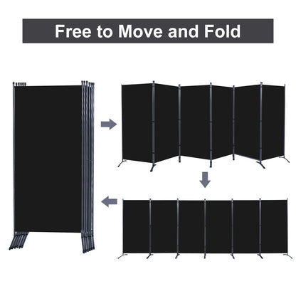 JVVMNJLK Indoor Room Divider, Portable Office Partition Privacy Screen - 6 Panel Folding Wall for Room Separator, 204" W x 71.3" H, Black