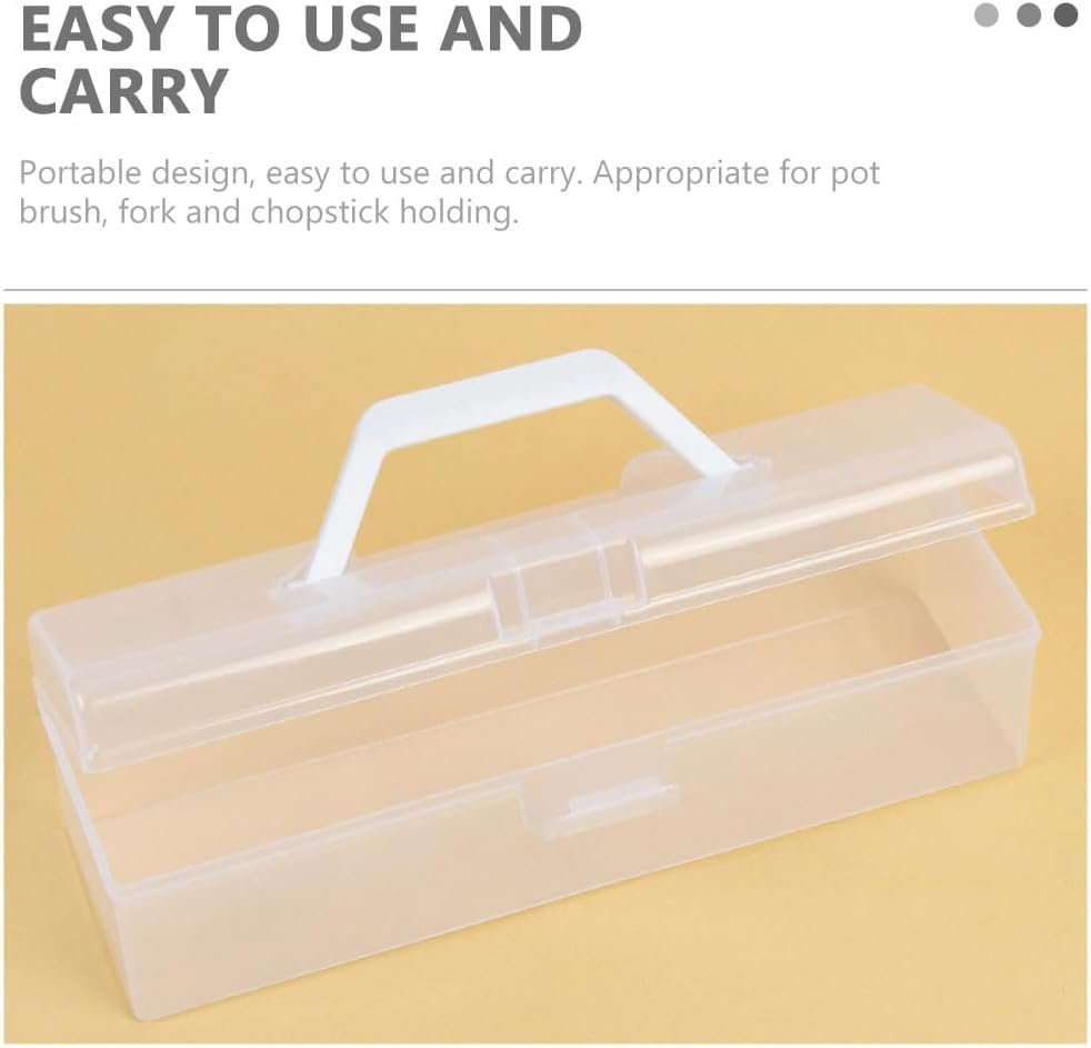 EXCEART 4pcs 12'' Plastic Storage Box for Art & Craft Supplies with Handle, Small Translucent Storage Box