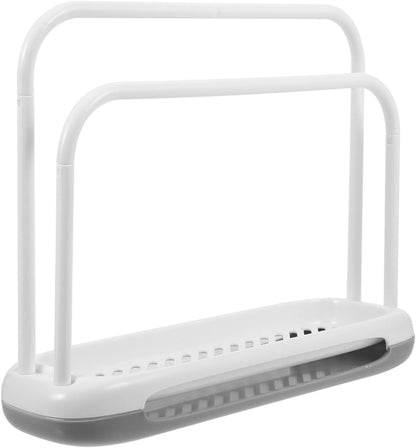 Towel Rack Stand with Drain Spout, Quick-Drying Kitchen Storage for Sponges, Dishcloths, Compact Design for Countertop