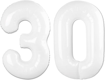Translucent Number 30 Balloon - 40 Inch White Birthday Decoration for 30th Party Supplies